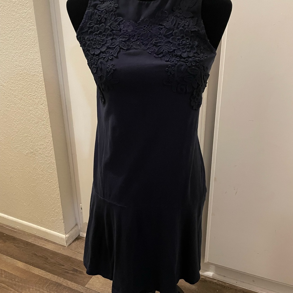 Elegant Navy Blue LOFT Lace Dress